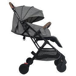 Babyhug Compact Fold Baby Stroller with Trolley Handle & Linked Brake | One-Hand Fold| 5-Point Harness| Multi-Recline Seat| Shock Absorbing Wheels| Concealed Linked Brake  Blue