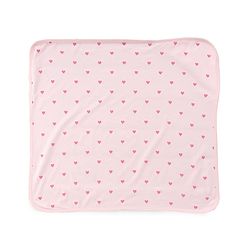 Babyhug Cotton Knit Hooded Towel With Bow Embroidery & Hearts Print - Light Pink