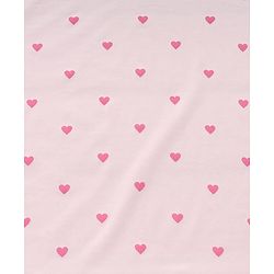Babyhug Cotton Knit Hooded Towel With Bow Embroidery & Hearts Print - Light Pink