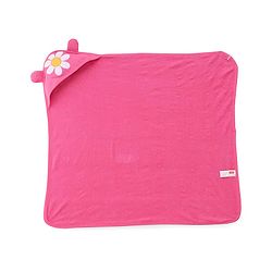 Babyhug Cotton Knit Hooded Wrapper With Floral Print L 65 x B 61 cm - Pink