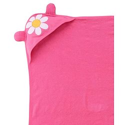 Babyhug Cotton Knit Hooded Wrapper With Floral Print L 65 x B 61 cm - Pink