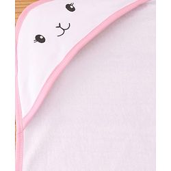 Babyhug Cotton Knit Hooded Wrapper with Polka Dots Print & Applique L 65  X B 61 cm  -  Pink