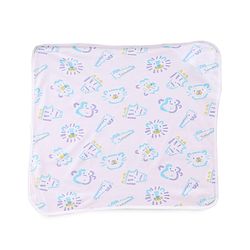 Babyhug Cotton Knit Hooded Wrapper With Animal Print  L 65 x B 61 cm - White