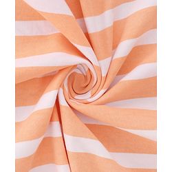 Babyhug Cotton Knit Striped Hooded Wrapper with Ear Applique L 65  X B 61 cm - Peach
