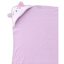 Babyhug Cotton Knit Hooded Wrapper With Polka Dots & Bow Applique L 65 x B 61 cm - Lavender