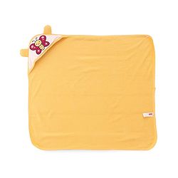Babyhug Cotton Knit Hooded Wrapper With Butterfly Embroidery & Polka Dots Print L 65 x B 61 cm - Orange