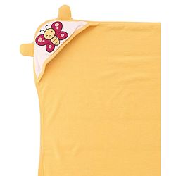 Babyhug Cotton Knit Hooded Wrapper With Butterfly Embroidery & Polka Dots Print L 65 x B 61 cm - Orange