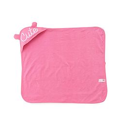 Babyhug Cotton Knit Hooded Wrapper With Hearts Print L 65 x B 61 cm - Pink