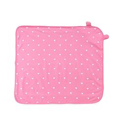 Babyhug Cotton Knit Hooded Wrapper With Hearts Print L 65 x B 61 cm - Pink