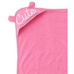 Babyhug Cotton Knit Hooded Wrapper With Hearts Print L 65 x B 61 cm - Pink