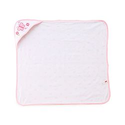 Babyhug Cotton Knit Hooded Towel With Butterfly & Floral Embroidery & Print L 65 x B 61 cm - Lavender
