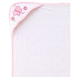 Babyhug Cotton Knit Hooded Towel With Butterfly & Floral Embroidery & Print L 65 x B 61 cm - Lavender