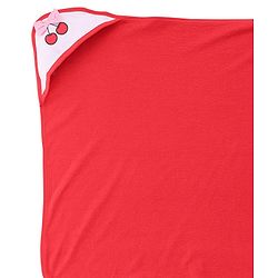 Babyhug Cotton Knit Hooded Wrapper With Polka Dots Print & Bow Applique L 65 x B 61 cm - Red