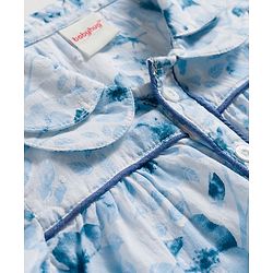 Babyhug Cotton Woven Full Sleeves Floral Printed Top & Jeans Set - Light Blue