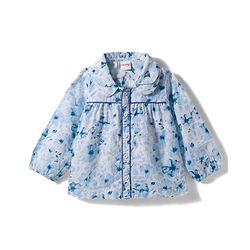 Babyhug Cotton Woven Full Sleeves Floral Printed Top & Jeans Set - Light Blue