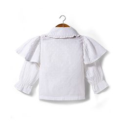 Babyhug Cotton Woven Full Sleeves Top & Jeans Set - White & Blue