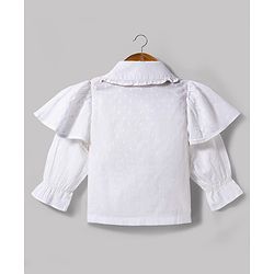 Babyhug Cotton Woven Full Sleeves Top & Jeans Set - White & Blue