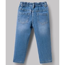 Babyhug Cotton Woven Full Sleeves Top & Jeans Set - White & Blue