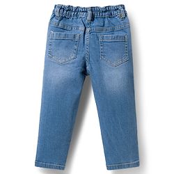 Babyhug Cotton Woven Full Sleeves Top & Jeans Set - White & Blue