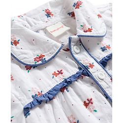 Babyhug Cotton Woven Full Sleeves Floral Printed Top & Jeans Set - Light Blue