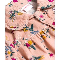 Babyhug Cotton Woven Full Sleeves Top & Lounge Pant Set With Floral Print - Multicolor