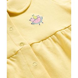 Babyhug Interlock Knit Half Sleeves Frock with Bloomer & Fruit Print - Yellow