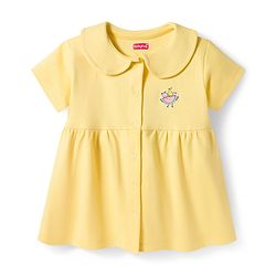 Babyhug Interlock Knit Half Sleeves Frock with Bloomer & Fruit Print - Yellow