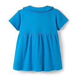 Babyhug Interlock Knit Half Sleeves Frock with Bloomer & Text Print - Blue