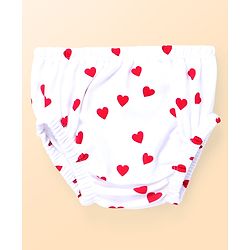 Babyhug 100% Cotton Knit Half Sleeves Polka Dots Printed Frock With Bloomer - White & Red