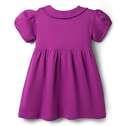 Babyhug 100% Cotton Knit Half Sleeves Solid Frock With Bloomer - Purple
