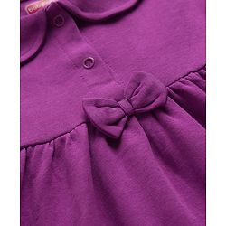 Babyhug 100% Cotton Knit Half Sleeves Solid Frock With Bloomer - Purple