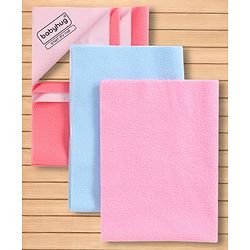 Babyhug Smart Dry Waterproof Bed Protector Sheet  Small Size Pack of 3-Sky Blue, Pink & Salmon Rose|Soft & Breathable Top Layer|LeakProof Bottom Layer| Hypoallergenic Mattress Protector for 0+ Months