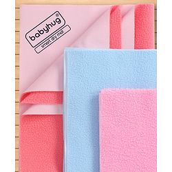 Babyhug Smart Dry Waterproof Bed Protector Sheet  Small Size Pack of 3-Sky Blue, Pink & Salmon Rose|Soft & Breathable Top Layer|LeakProof Bottom Layer| Hypoallergenic Mattress Protector for 0+ Months