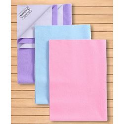 Babyhug Smart Dry Waterproof Bed Protector Sheet  Medium Size Pack of 3 - Sky Blue, Pink & Lilac| Soft & Breathable Top Layer| Leak Proof Bottom Layer| Hypoallergenic Mattress Protector for 0+ Months