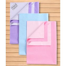 Babyhug Smart Dry Waterproof Bed Protector Sheet  Medium Size Pack of 3 - Sky Blue, Pink & Lilac| Soft & Breathable Top Layer| Leak Proof Bottom Layer| Hypoallergenic Mattress Protector for 0+ Months
