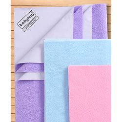 Babyhug Smart Dry Waterproof Bed Protector Sheet  Medium Size Pack of 3 - Sky Blue, Pink & Lilac| Soft & Breathable Top Layer| Leak Proof Bottom Layer| Hypoallergenic Mattress Protector for 0+ Months