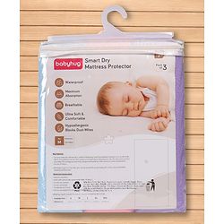 Babyhug Smart Dry Waterproof Bed Protector Sheet  Medium Size Pack of 3 - Sky Blue, Pink & Lilac| Soft & Breathable Top Layer| Leak Proof Bottom Layer| Hypoallergenic Mattress Protector for 0+ Months