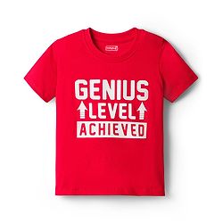 Babyhug Cotton Knit Half Sleeves T-Shirt With Text Print - Red