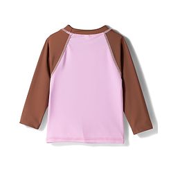 Babyhug Raglan Full Sleeves Bear Printed Two Piece Swimsuit - Pink & Brown