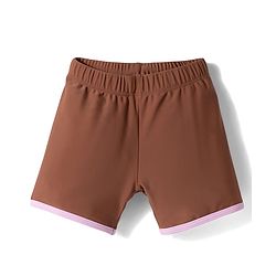 Babyhug Raglan Full Sleeves Bear Printed Two Piece Swimsuit - Pink & Brown