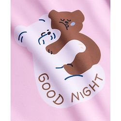 Babyhug Raglan Full Sleeves Bear Printed Two Piece Swimsuit - Pink & Brown
