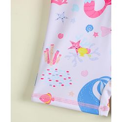 Babyhug Raglan Full Sleeves Sea Life Printed Legged Swimsuit - Pink
