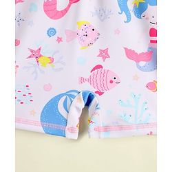 Babyhug Raglan Full Sleeves Sea Life Printed Legged Swimsuit - Pink