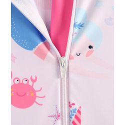 Babyhug Raglan Full Sleeves Sea Life Printed Legged Swimsuit - Pink