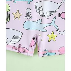 Babyhug Raglan Full Sleeves Sea Life Printed Legged Swimsuit - Multicolour