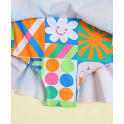 Babyhug Frill Sleeves Frock Swimsuit with Tropical Theme - Multicolor