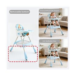 Babyhug 3-in-1 Convertible High Chair - Green| 5-Point Safety Harness| Dual Detachable Food Tray| Adjustable & Foldable Design| Removable Wheels with Brakes| Anti-Skid Base| Toddler & Rocking Chair