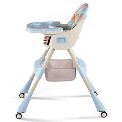 Babyhug 3-in-1 Convertible High Chair - Green| 5-Point Safety Harness| Dual Detachable Food Tray| Adjustable & Foldable Design| Removable Wheels with Brakes| Anti-Skid Base| Toddler & Rocking Chair