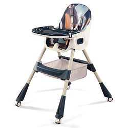 Babyhug 3-in-1 Convertible High Chair - Green| 5-Point Safety Harness| Dual Detachable Food Tray| Adjustable & Foldable Design| Removable Wheels with Brakes| Anti-Skid Base| Toddler & Rocking Chair
