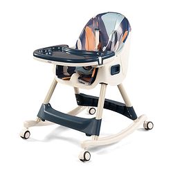 Babyhug 3-in-1 Convertible High Chair - Green| 5-Point Safety Harness| Dual Detachable Food Tray| Adjustable & Foldable Design| Removable Wheels with Brakes| Anti-Skid Base| Toddler & Rocking Chair